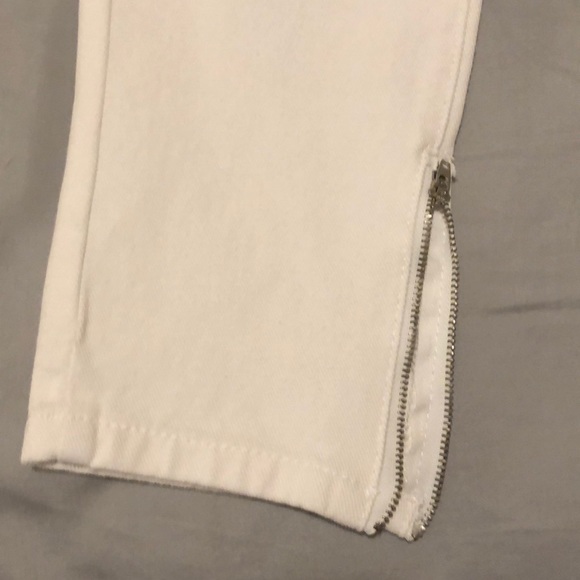 Liquor N Poker distressed white zipped capris - Picture 3 of 7